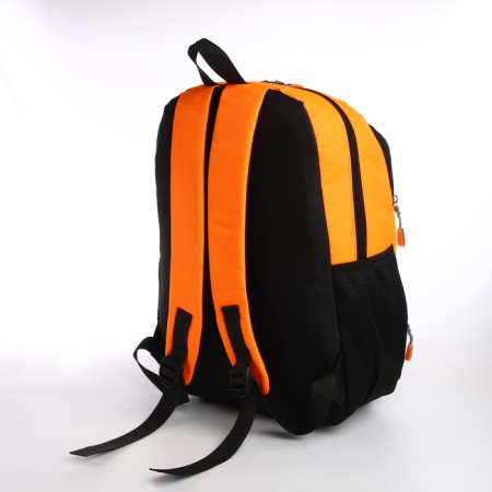 School backpack, 2 lightning departments, 3 pockets, black/orange color-3
