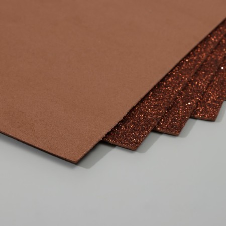 A set of glitter foamiran (5 sheets) 2 mm, 20x30 cm, brown-2