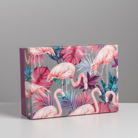 Gift folding box, packaging, Flamingo, 21 x 15 x 7 cm-4