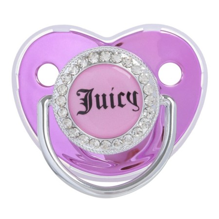 Set: Nipple - Orthodontic dummy with a holder, Juicy, with a cap, from 6 months., Pink/silver, rhinestones-2