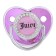 Set: Nipple - Orthodontic dummy with a holder, Juicy, with a cap, from 6 months., Pink/silver, rhinestones