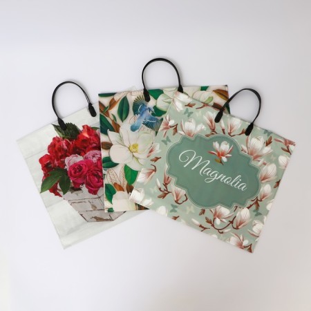 Package "Assorted Flowers", polyethylene with a plastic handle, mix 100 μm 38 x 35 cm