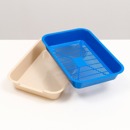 Medium toilet with a mesh of 36 x 26 x 6.5 cm, dark blue/beige-2