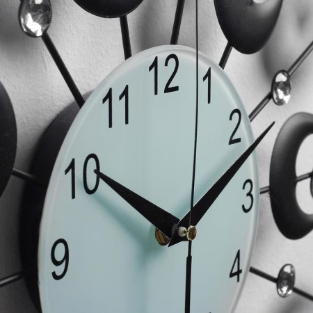 Watching clock, series: openwork, "black petals", smooth move, D-15 cm, 47 x 47 cm-5