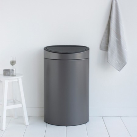 Garbage bucket Brabantia Touch Bin New, Platinum color, 40 liters-4