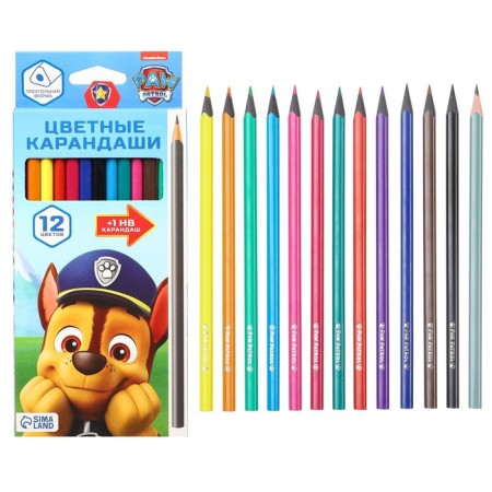 Colored pencils, 12 colors, trihedral, puppy patrol-8