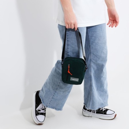 Youth bag with zipper, external pocket, green color-7