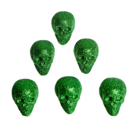 Figure for crafts and decor "Skull", set 6 pcs., Size 1 pcs: 4 × 4.5 × 4.5 cm, green color-4