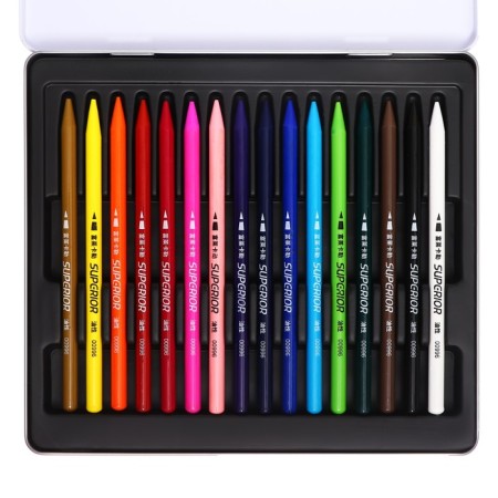 Pencils are whole, in a metal box, 16 colors-3
