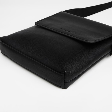 Male bag over the shoulder, Textura, external pocket, black color-4