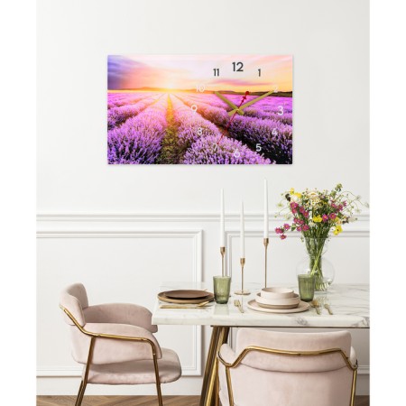 Carty clock wall interior "lavender field", silent, 35 x 60 cm-1