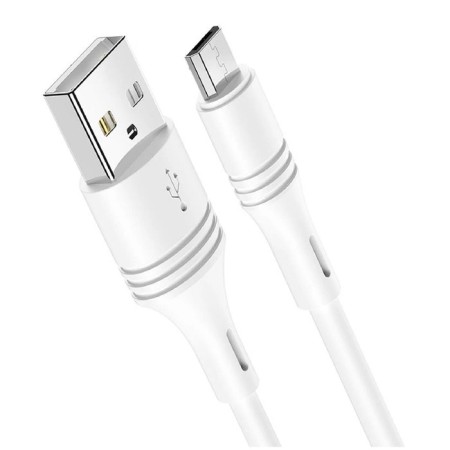 Cable Borofone BX43, microUSB - USB, 2.4 A, 1 m, PVC braid, white-1