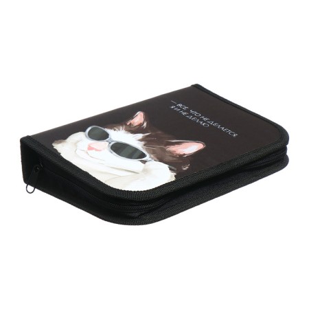 Penal 1 section 140 x 210 x 40 mm, folding pocket and cosmetic bag, fabric, calligrata topontent "cats memes"-3