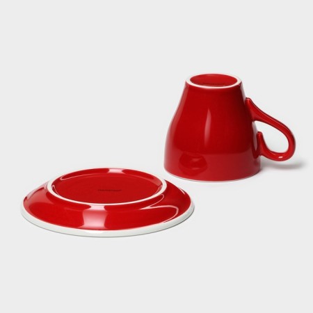 Coffee steam porcelain Magistro Coffee Time, 2 objects: a cup 280 ml, a saucer d = 15.5 cm, red color-5