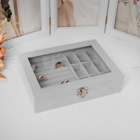 Standing for jewelry "Casket", 7 stripes, 9 cells, 20 × 15 × 4.5, color gray color-3