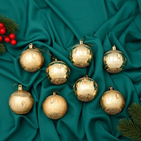 Set of balls plastic D-5.5 cm, 8 pcs "carnival night" gold