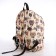 School backpack of textiles with a zipper, 4 pockets, wallet, beige color