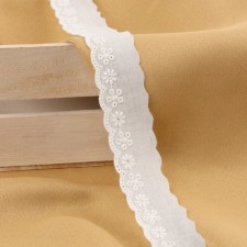 Lace embroidery, 30 mm × 13.7 ± 1 m, white color