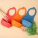 Blooper for feeding plastic with pocket coneiner, pink color