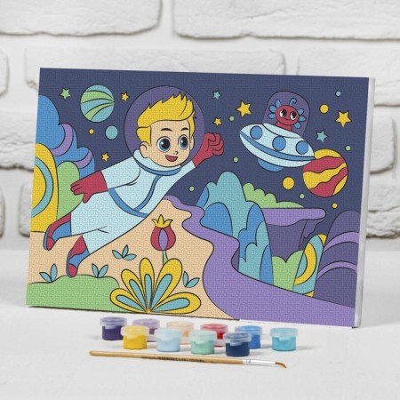 Picture on numbers for children on the subframe "Space Journey", 20 x 30 cm-1