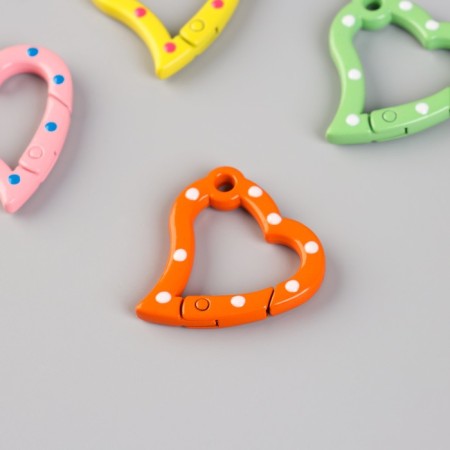 Carabiner Metal "Heart in Polletka" set 4 pcs 3.2x2.8 cm-1