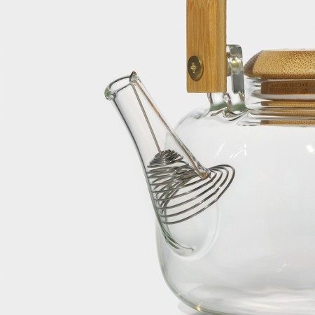 A glass teapot with a bamboo cover and a metal filter “IVF. Bable ", 800 ml, 18 × 13.5 × 12.5 cm-1