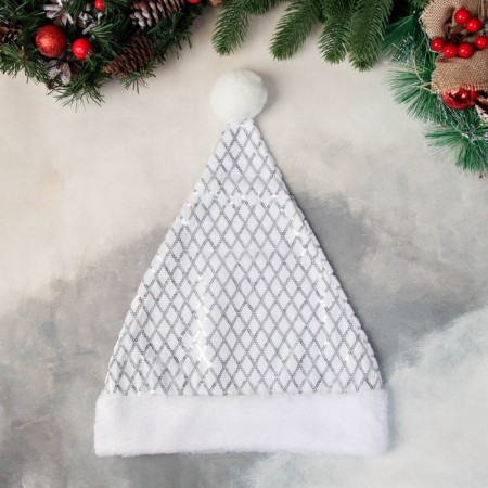 New Year's cap “Glass Radiance” 30x38 cm, white-silver