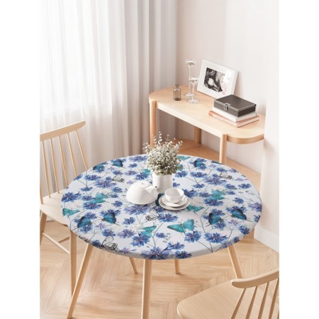 Tables on the table “Field of cornflower”, round, oxford, elastic band, size 120x120 cm, diameter 75-100 cm-2