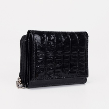 Women's wallet on the button, black color