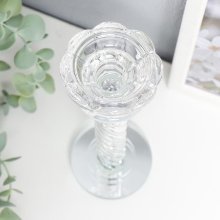 Glass of glass for 1 candle "Spiral with pebbles" 22x7x7 cm-2