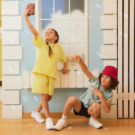 Kit for girls (T -shirt, shorts) minku lemon color, height 128-11
