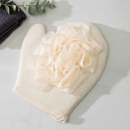 Mochelk - Massage Massage mittens with scraper of the share "Aphrodite", 19 × 21 cm, beige color