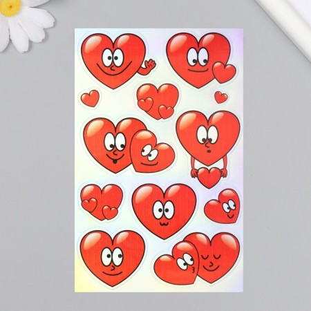 Holographic stickers (stickers) "hearts" 10x15 cm, 5-217