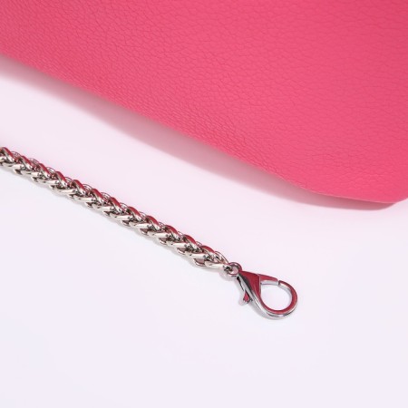 Baget bag with zipper, chain, pink color-6