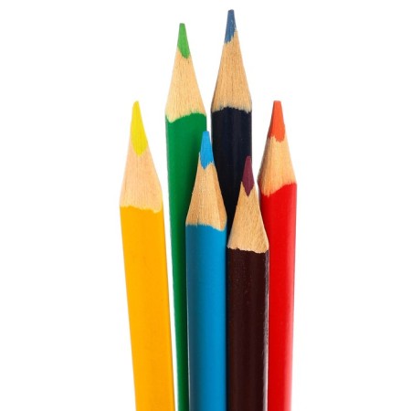 Color pencils, 6 colors, trihedral, mixes-6