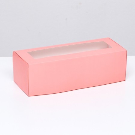 Folding box with a window for roll, pink, 26 x 10 x 8 cm