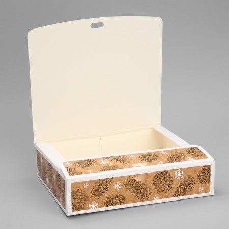 Gift box "Happy New Year", craft, 20 x 18 x 5 cm, without tape, new year-3