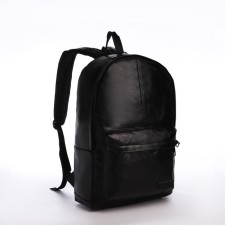 City backpack of artificial leather with lightning, 3 pockets, black color