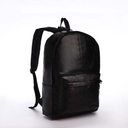 City backpack of artificial leather with lightning, 3 pockets, black color