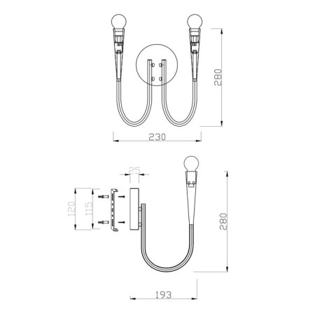Bra Freya Fr5253WL-02N Branches, 193x230x290.7 mm, E14, 2x40W, Nickel color-2