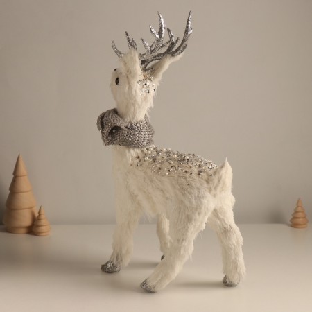 Decor "White Deer with sparkles, in a scarf" 23x10x38 cm-2