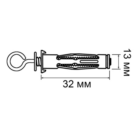 Anchor "bison", type of molly, for hollow materials, galvanized, M4, 13x32 mm, 120 pcs-2