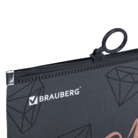 Brauberg A4 notebook folder, 1 compartment, plastic, on zip-lock, "Diamonds", 272104-2
