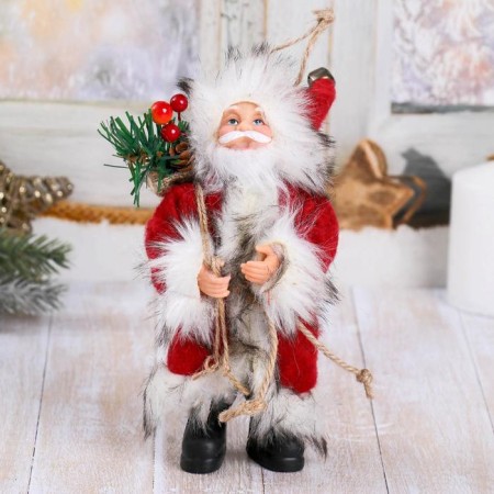 Santa Claus "in a red fur coat, with forest guns" 16 cm
