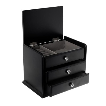 Casket wood "chest of drawers with 2 boxes" black 21.5x14.5x16 cm-10