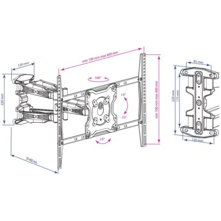 Kromax Atlantis-46 Gray 22 2 22 "-65" Max.45kg, wall-off-ray 102951-4