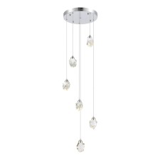 Suspension lamp ST LUCE. SL6114.103.06. CASCATO. 6x3 watts, LED, 3000K, 1980 LM, 39x39x100 cm, chromium color