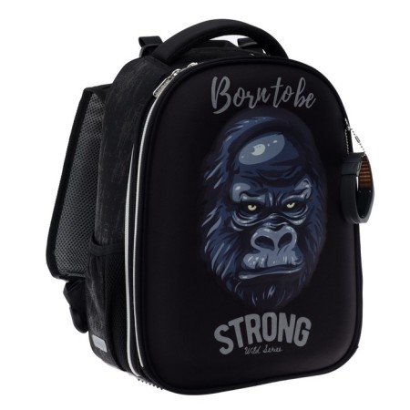 School backpack Devente Born to be Strong + watch, 38 x 28 x 16 cm, ergonomic back, black-1