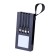 External battery 1000 mAh, 10 W, 2 USB, Type-C, flashlight, solar panel, black