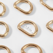 Semi -ring for bags, d = 15 mm, thickness - 3 mm, 10 pcs, gold color
